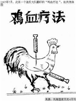 上世紀60年代盛行雞血療法，上海醫院曾深入研究，現在仍有人相信